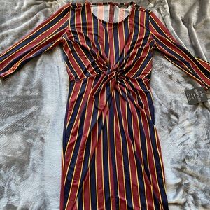 STRIPED BODYCON MIDI DRESS